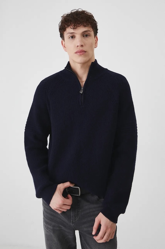Светр з домішкою вовни Medicine з додаванням вовни темно-синій RW24.SWM807