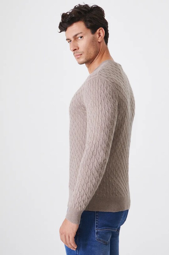 Odzież Sweter męski z domieszką wełny merino i kaszmiru kolor beżowy RW24.SWM900 beżowy