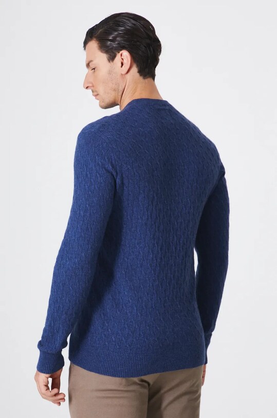 Odzież Sweter męski z domieszką wełny merino i kaszmiru kolor niebieski RW24.SWM900 niebieski