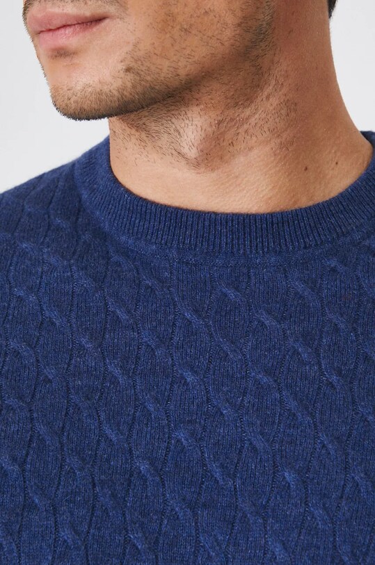 Sweter męski z domieszką wełny merino i kaszmiru kolor niebieski RW24.SWM900 niebieski