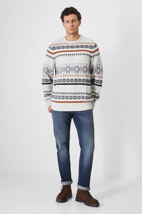 Sweter męski wzorzysty kolor beżowy RW24.SWM909 beżowy RW24