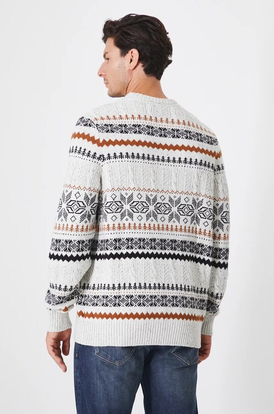 Odzież Sweter męski wzorzysty kolor beżowy RW24.SWM909 beżowy