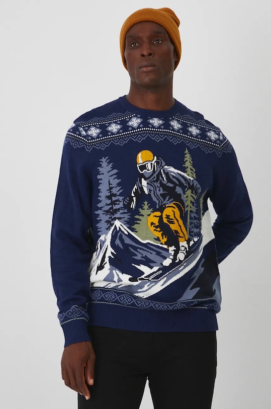 Sweter męski świąteczny wzorzysty kolor granatowy granatowy RW24.SWMA50