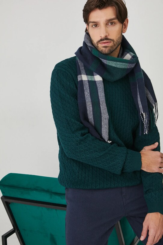 Sweter męski z wiskozą z fakturą kolor zielony zielony RW24.SWMB01