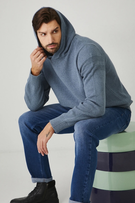 Medicine maglione in cotone a maglia pesante blu RW24.SWMB16