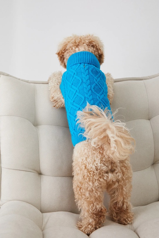 Sweter dla pupila z warkoczowym splotem kolor niebieski fioletowy RW24.SWU0A0