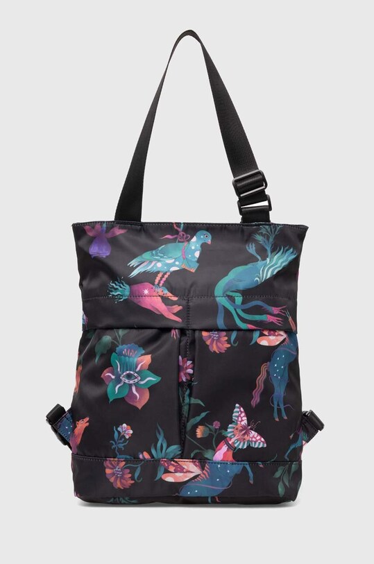 Kabelka dámska s funkciou ruksaka so vzorom čierna farba syntetický čierna RW24.TOD101