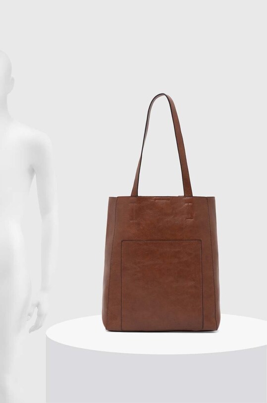 Torebka damska typu shopper ze skóry ekologicznej kolor brązowy RW24.TOD102
