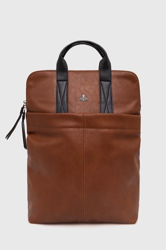 Plecak na laptopa damski ze skóry ekologicznej gładki kolor brązowy mieści A4 brązowy RW24.TOD308