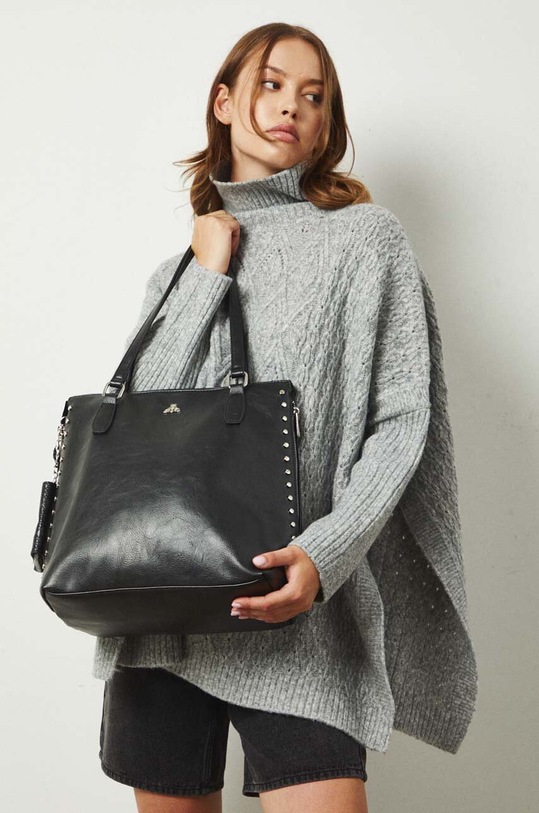 Torebka damska ze skóry ekologicznej kolor czarny RW24.TOD407