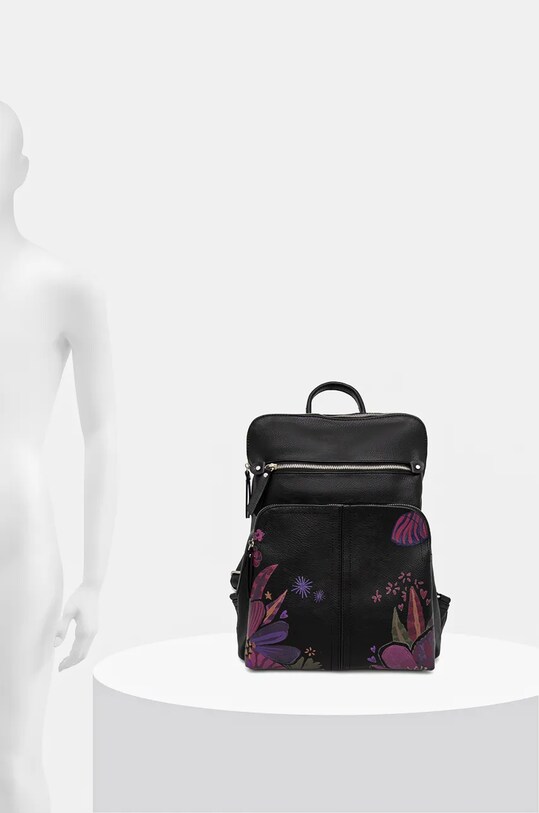 Plecak damski ze skóry ekologicznej z nadrukiem kolor czarny RW24.TOD604