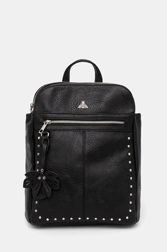 Plecak damski ze skóry ekologicznej kolor czarny imitacja skóry licowej czarny RW24.TOD715