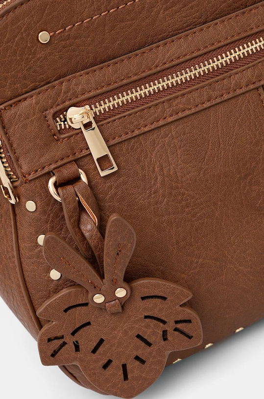 Kabelka dámska z ekologickej kože s aplikáciou hnedá farba hnedá RW24.TOD716