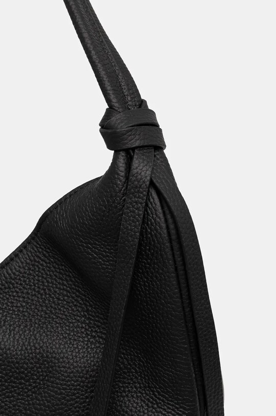 Kožená kabelka dámska typ hobo čierna farba čierna RW24.TOD720