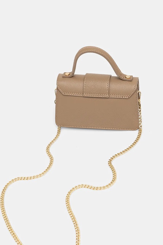 Doplnky Kožená kabelka dámska s ozdobnými prvkami béžová farba RW24.TOD727 béžová