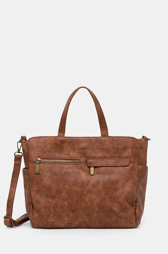 Torebka damska ze skóry ekologicznej kolor brązowy imitacja skóry licowej brązowy RW24.TOD734