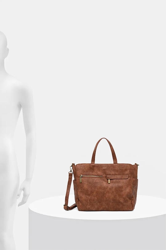 Torebka damska ze skóry ekologicznej kolor brązowy RW24.TOD734