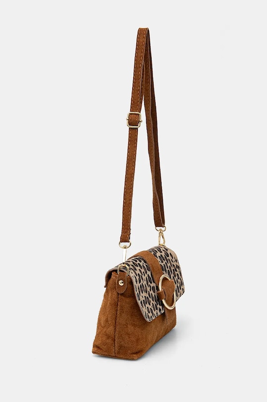 Semišová kabelka dámska so zvieracím vzorom hnedá farba RW24.TOD740 hnedá RW24