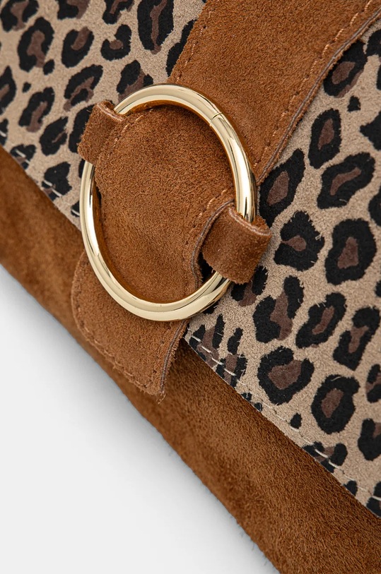 Semišová kabelka dámska so zvieracím vzorom hnedá farba hnedá RW24.TOD740