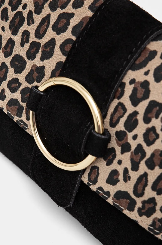 Semišová kabelka dámska so zvieracím vzorom čierna farba čierna RW24.TOD740