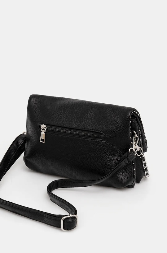 Akcesoria Torebka damska ze skóry ekologicznej z aplikacją kolor czarny RW24.TOD741 czarny