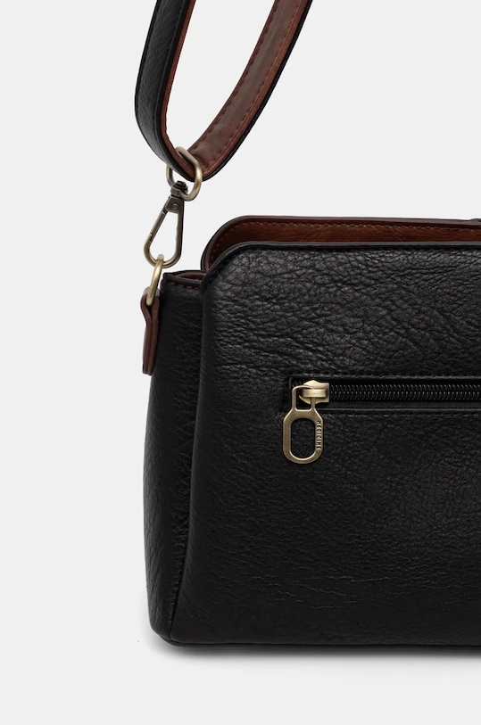 Akcesoria Torebka damska ze skóry ekologicznej z ozdobnym haftem kolor czarny RW24.TOD807 czarny