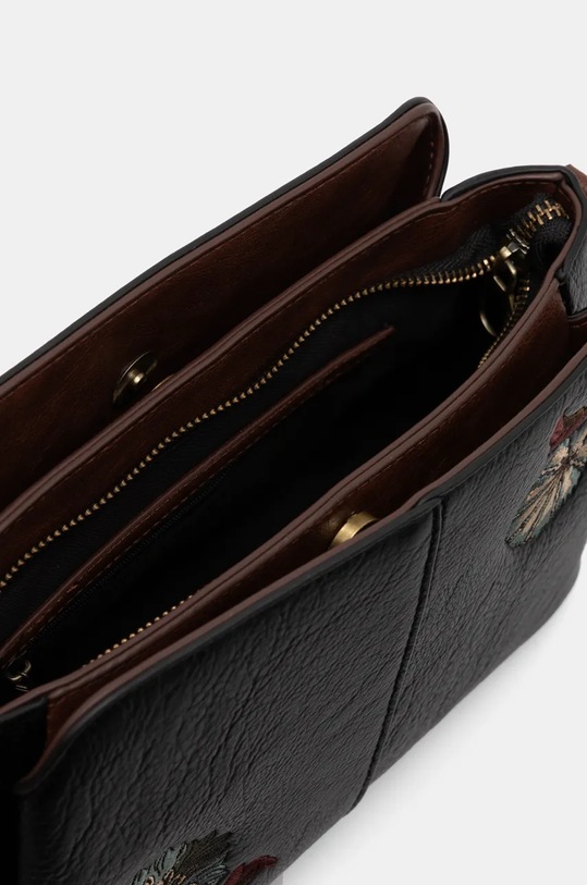 Torebka damska ze skóry ekologicznej z ozdobnym haftem kolor czarny czarny RW24.TOD807