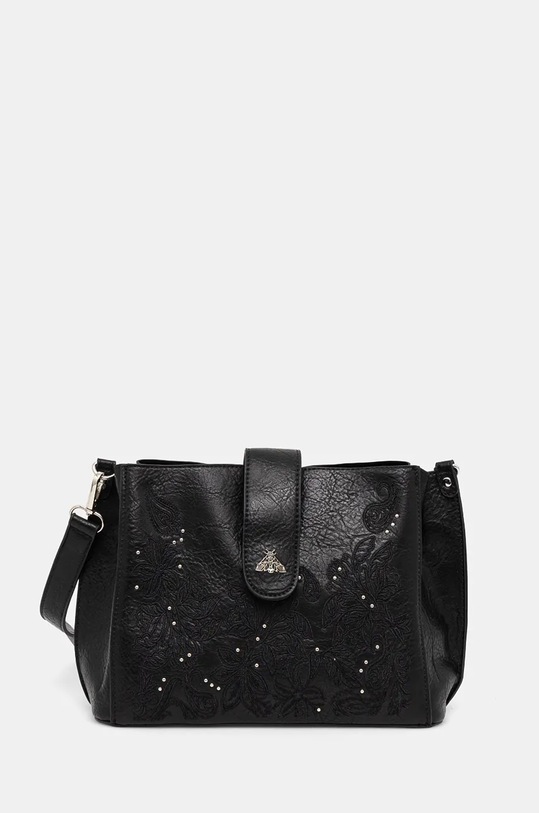 Torebka damska ze skóry ekologicznej z aplikacją kolor czarny aplikacja czarny RW24.TOD900