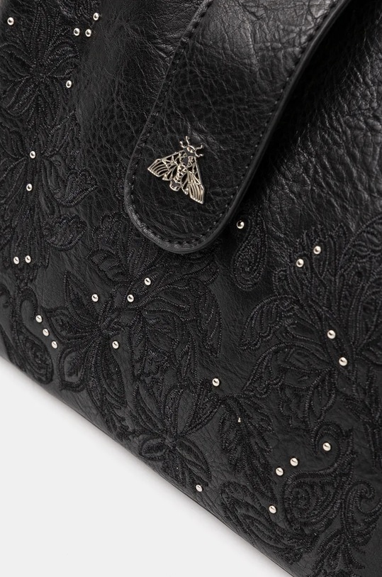 Torebka damska ze skóry ekologicznej z aplikacją kolor czarny czarny RW24.TOD900