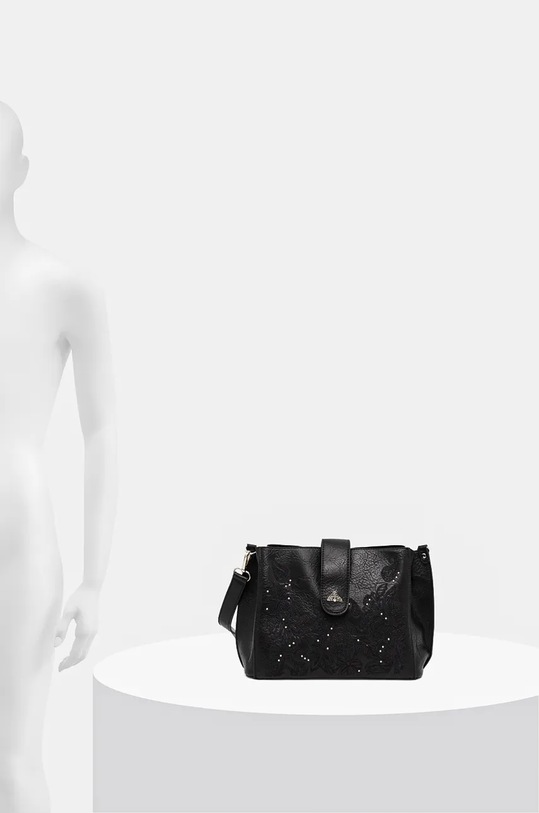 Torebka damska ze skóry ekologicznej z aplikacją kolor czarny RW24.TOD900