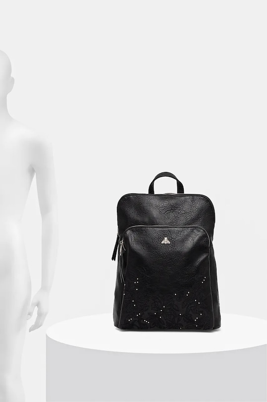 Plecak damski ze skóry ekologicznej z aplikacją kolor czarny RW24.TOD901