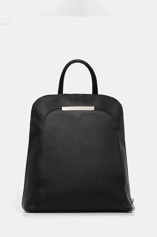 Plecak skórzany damski z fakturą kolor czarny mieści A4 czarny RW24.TPD700