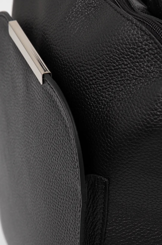 Plecak skórzany damski z fakturą kolor czarny czarny RW24.TPD700