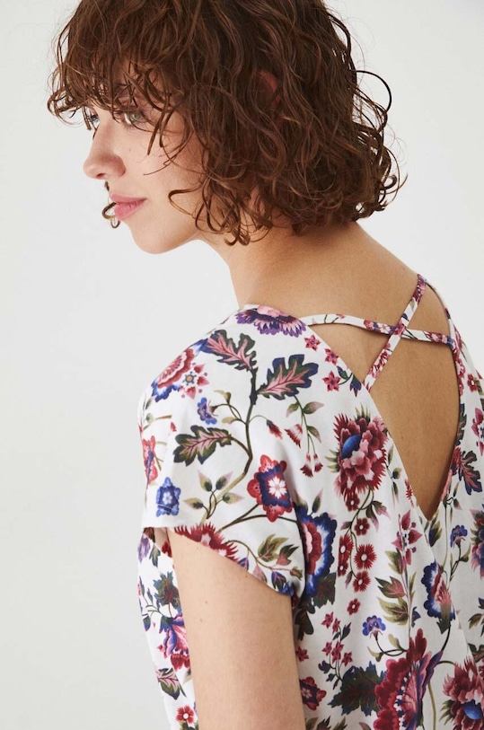 Medicine tricou din bumbac flori bej RW24.TSD013