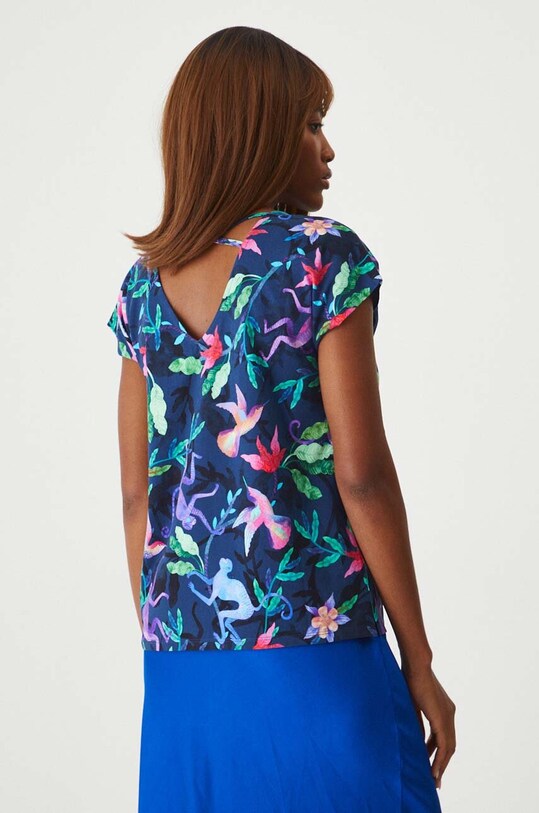 Odzież T-shirt bawełniany damski wzorzysty kolor turkusowy RW24.TSD013 turkusowy