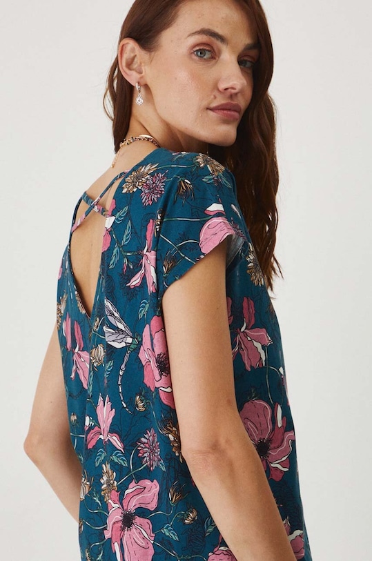 T-shirt bawełniany damski wzorzysty kolor zielony wzorzyste zielony RW24.TSD013