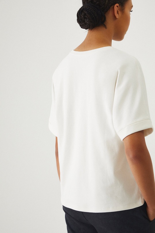 Odzież T-shirt bawełniany damski interlock gładki kolor beżowy RW24.TSD031 beżowy