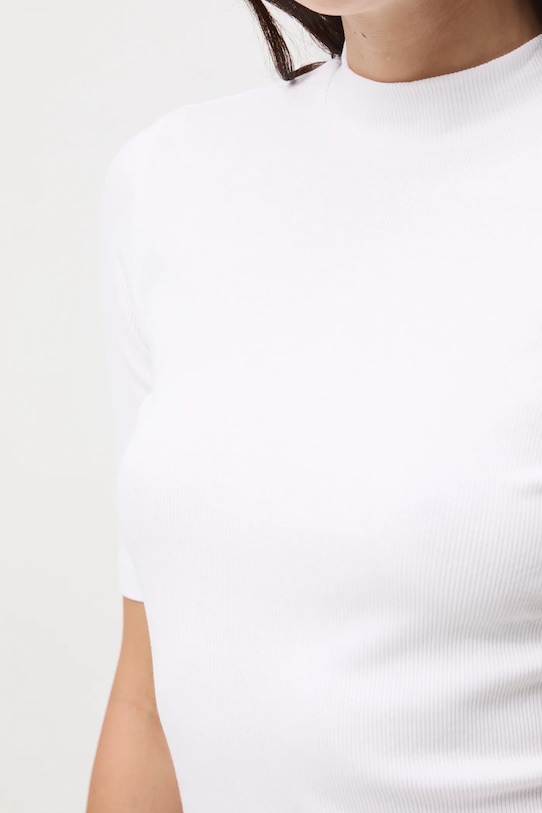 T-shirt damski prążkowany kolor beżowy RW24.TSD042 beżowy