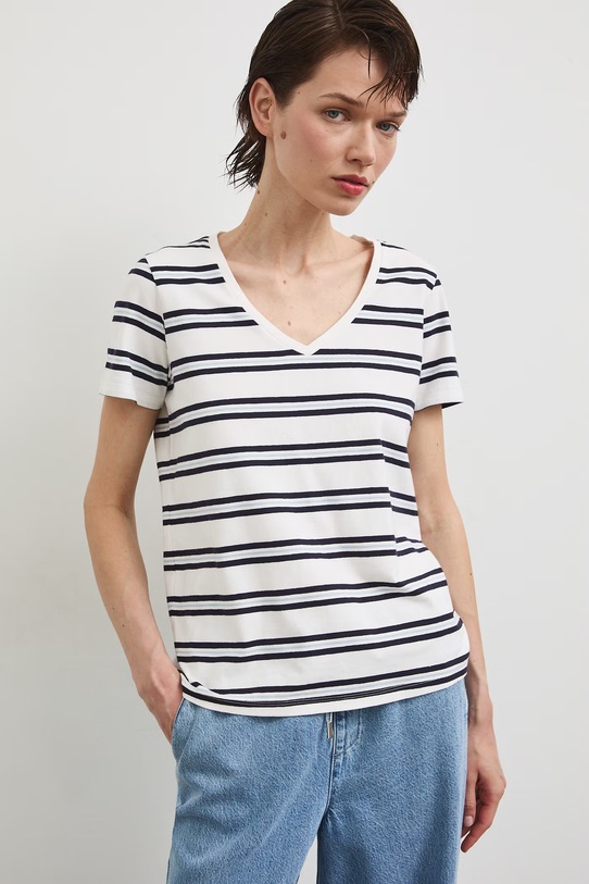 T-shirt bawełniany damski z elastanem gładki RW24-TSD043 biały RW24