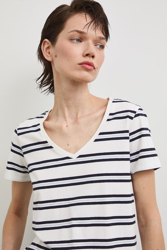 T-shirt bawełniany damski z elastanem gładki biały RW24-TSD043