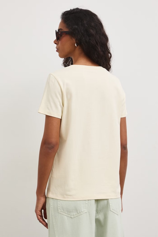 Odzież T-shirt bawełniany damski z elastanem gładki RW24-TSD043 złoty