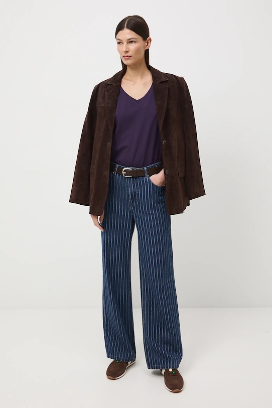 T-shirt bawełniany damski z elastanem fioletowy RW24.TSD043