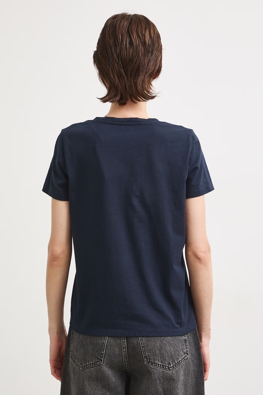 Odzież T-shirt bawełniany damski z elastanem gładki RW24-TSD043 granatowy