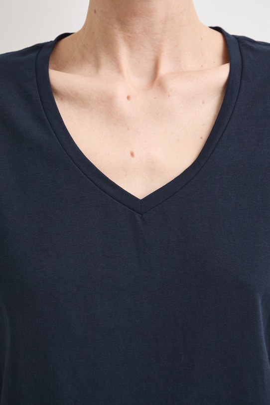 T-shirt bawełniany damski z elastanem gładki RW24-TSD043 granatowy