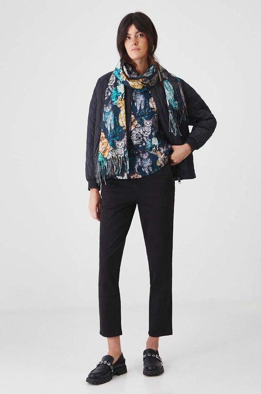 Bavlněné tričko dámské s příměsí elastanu, se vzorem více barev RW24.TSD051 tyrkysová RW24