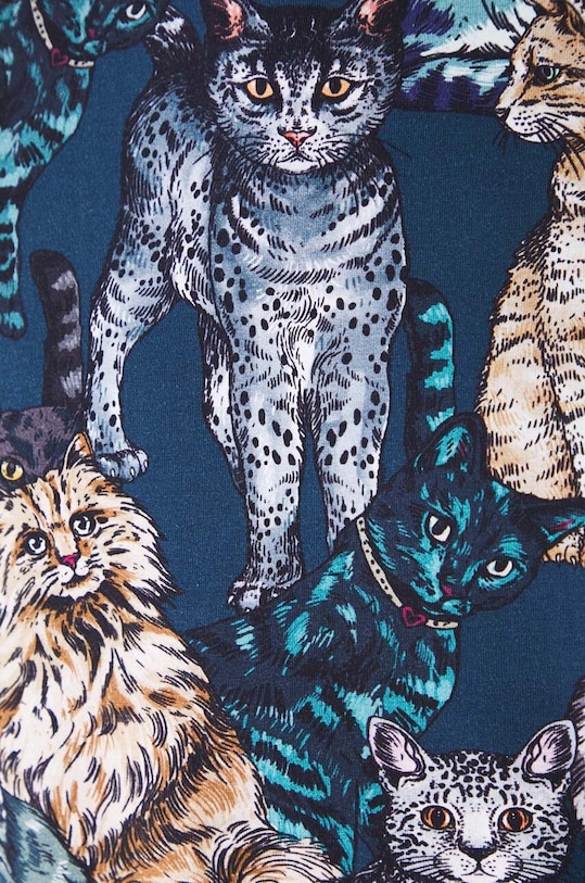 Bavlněné tričko dámské s příměsí elastanu, se vzorem více barev RW24.TSD051 tyrkysová