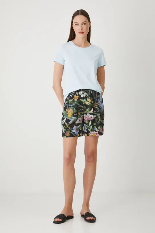 T-shirt bawełniany damski z domieszką elastanu gładki kolor niebieski RW24.TSD062 niebieski RW24