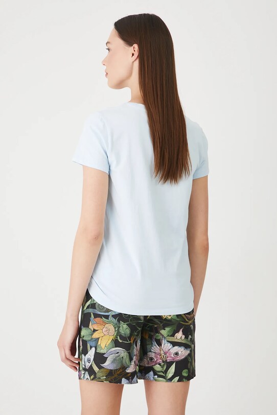 Odzież T-shirt bawełniany damski z domieszką elastanu gładki kolor niebieski RW24.TSD062 niebieski