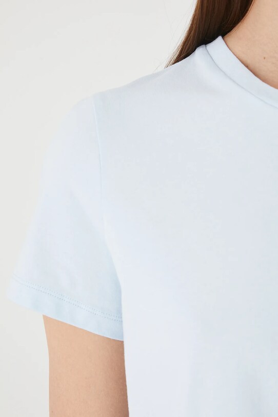 T-shirt bawełniany damski z domieszką elastanu gładki kolor niebieski RW24.TSD062 niebieski