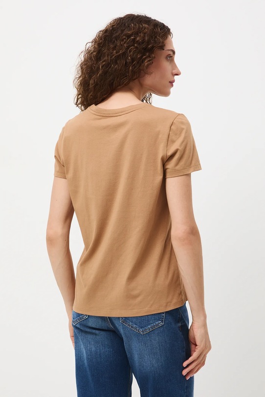 Odzież T-shirt bawełniany damski z elastanem gładki RW24.TSD062 beżowy